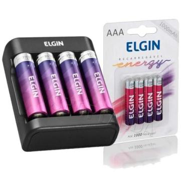 Imagem de Carregador De Pilhas Elgin + 4pilhas AAA (palito) + 4 pilhas AA(media)