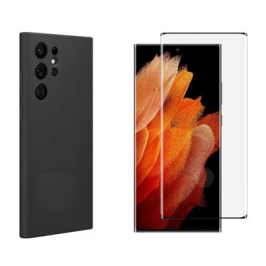 Imagem de Capa Case Silicone Preta e Película 9D Para Galaxy S22 Ultra - Single