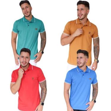Imagem de Kit 06 Camisas Masculina Polo Fio 30.1 Cardada 100% Algodão - RS, G, V