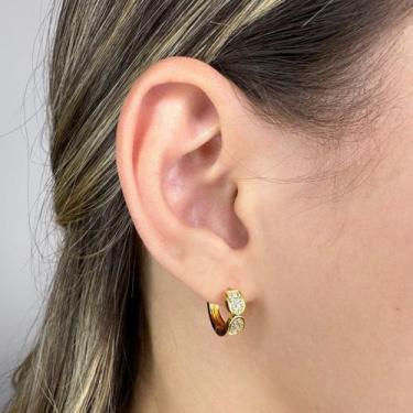 Imagem de Brinco Argola Grande Cravejada Banhado em Ouro 18k - Anastásia Joias
