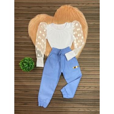 Imagem de Roupa Feminina Infantil Blusa Tule Calça Jogger Blogueirinha - AK FASH