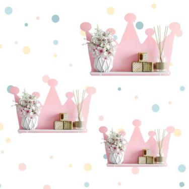 Imagem de Trio De Nichos Modelo Coroa Em Mdf Quarto De Bebê Colorido - Lalu enxo