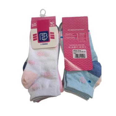 Imagem de Meia Kit 3 Pares Infantil Menina Cano Curto Fb 004fbwc