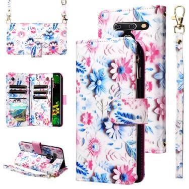 Imagem de Furill Capa carteira para LG G8 ThinQ com alça de pulso, alça de ombro transversal, bolsa de couro com zíper, suporte para cartão de crédito, capa para celular LGG8 Thin Q G 8 LG8 G8thinq LGG8thinq 8G
