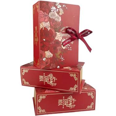 Imagem de Pacote com 20 caixas pequenas de lembrancinhas de doces a granel, mini caixa de presente floral retangular com fita, 12 x 8 x 4,5 cm de espessura, cartão para festa de aniversário, chá de bebê, Natal,