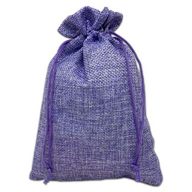 Imagem de Pacote com 12 sacos de aniagem de linho natural de 13 x 19 cm com cordão (lavanda, médio) para lembrancinhas de festa, presentes, presentes de Natal ou artesanato DIY por TheDisplayGuys