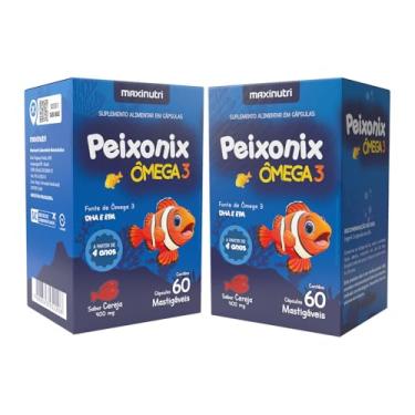 Imagem de Kit 2 Peixonix Ômega 3 Infantil EPA DHA 60 Cápsulas Mastigáveis Sabor Cereja Maxigold