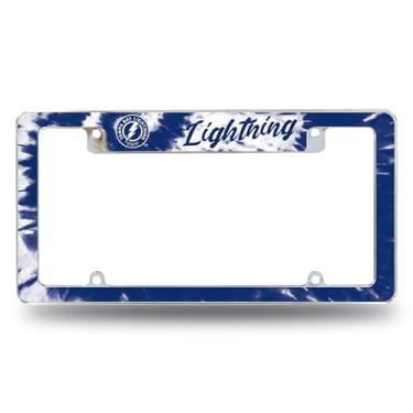 Imagem de Rico Industries NHL Tampa Bay Lightning Tie Dye 30,48 cm x 15,24 cm Moldura de placa automotiva para carro/caminhão/SUV