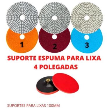 Imagem de Kit Lixa Diamantada Brilho Dágua Estágio ( 1, 2 e 3 ) + Suporte espuma