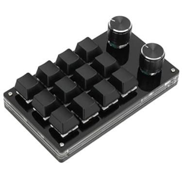 Imagem de Teclado Mecânico Programável de Uma Mão, Teclado Macro Programável RGB de 12 Teclas Com Botão, Teclado Mecânico Multifuncional para Jogos Teclado de Função para Win (Preto)
