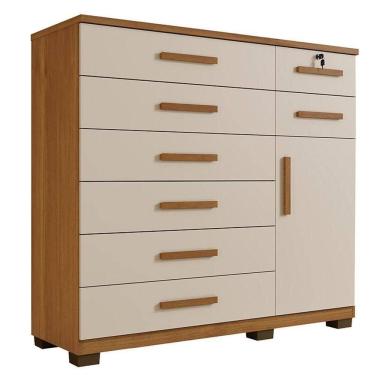 Imagem de Comoda New Vitoria Quarto Com 8 Gavetas E 1 Porta Cinamomo/off White Cinamomo/off White