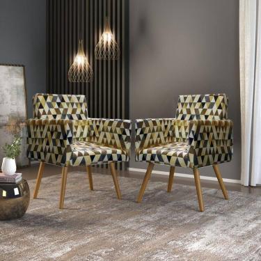 Imagem de Kit 03 Poltronas Decorativas Sala Estampada