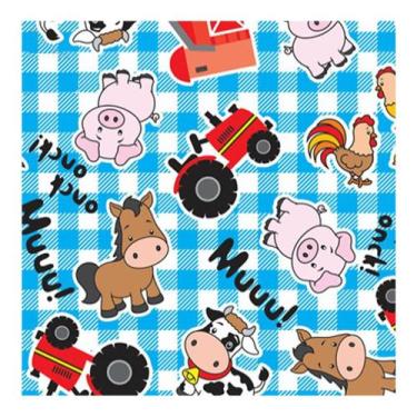 Imagem de Tnt Estampado Fazendinha Quadriculado Azul - 5 Metros - Supper