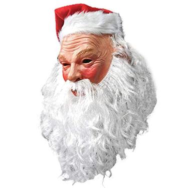 Imagem de Máscara realista de látex de Papai Noel, fantasia de Natal, cosplay, homem velho, barba branca, boné vermelho, máscara para adultos, festa de vestir, carnaval, cosplay, Multicolorido, One Size