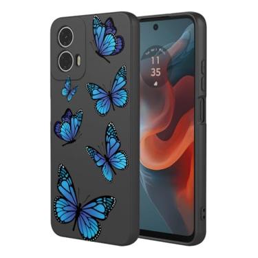 Imagem de HTXWXJC Capa de telefone para Moto G34, Motorola G34 5G XT2363-2 Capa à prova de choque flexível bumper TPU capa macia padrão borboleta capa de telefone para Motorola Moto G34 borboleta preta