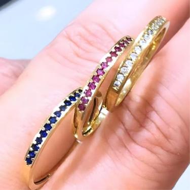 Imagem de Aparador Meia Aliança em Moeda antiga 13 pedras Disponivel na Cor Azul