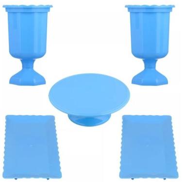 Imagem de Kit Festa 5 Peças, Vaso + Boleira + Bandeja Decoração Doces - Magno fe
