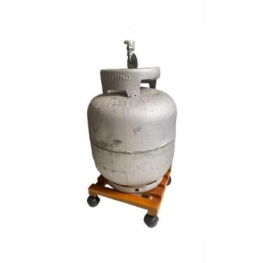 Imagem de Deck De Madeira 30cm Com Rodas Suporte Botijão De Gás cor mel - Arapli