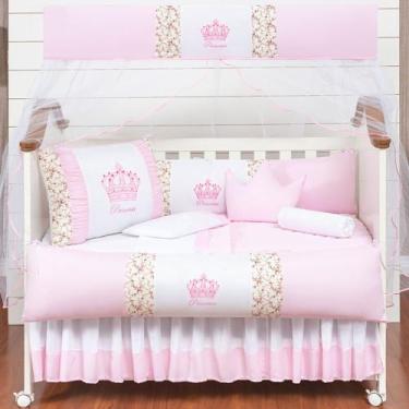 Imagem de Kit berço coroa para bebes com lençol e edredom 12 peças preço baixo -