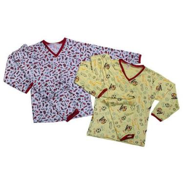 Imagem de Kit 6 Pijama Juvenil Masculino Algodão Calça Manga Longa - Empório da 