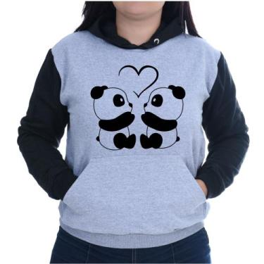 Imagem de Blusa Moletom Feminina Canguru Flanelado Casual Casal Panda - Markelly