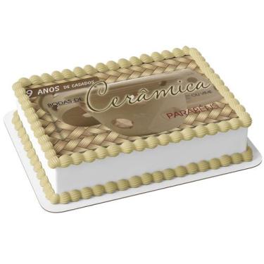 Imagem de Papel De Arroz P/ Bolo Bodas de Cerâmica ou Vime - 9 anos Casamento - 