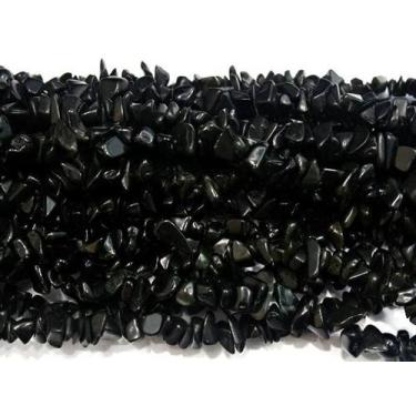 Imagem de Fio Obsidiana Negra Cascalho Extra Furado Pedra Natural Rolada e Furad