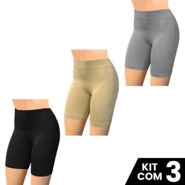 Imagem de Kit 3 Shorts Lingerie Anagua Longos Segunda Pele Confortável Sexy Sem 