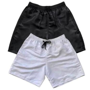 Imagem de Kit 2 Short Liso Moda Praia Tactel Bermuda Com Bolsos Verão Masculino 