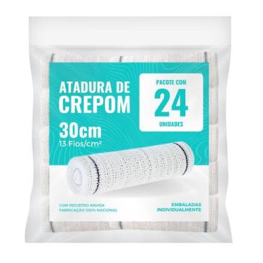 Imagem de Atadura Crepom Faixa Bandagem Elástica 30cmx1.2m Kit 24 Un - TEXMED