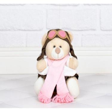 Imagem de URSO AVIADOR CLASSICO TEDDE 12 cm - CKD CONFECCOES, Rosa