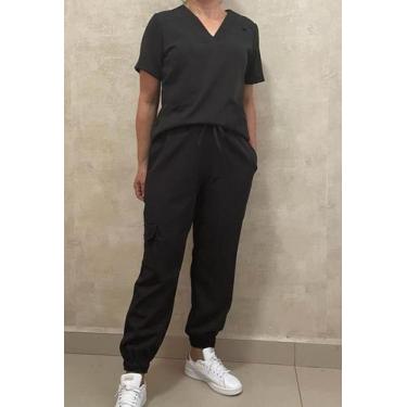 Imagem de Conjunto Pijama Cirúrgico Scrub Feminino Confort - Jaleco Art, Preto, 
