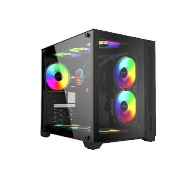 Imagem de Gabinete Gamer Forcefield Black Vulcan - Frontal E Lateral Em Vidro - 