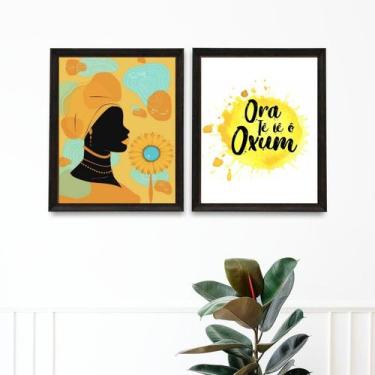 Imagem de Kit 2 Quadros Oxum - Saudação 24x18cm - Quadros On-line, Madeira branc