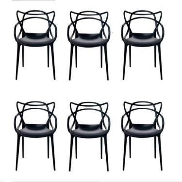 Imagem de Conjunto Com 6 Cadeiras Allegra Preta Polipropileno Salna - UNIVERSAL 