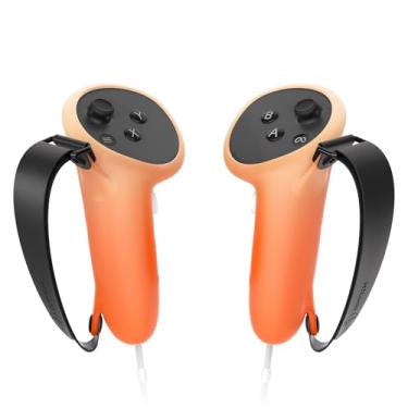 Imagem de HZLucki Upgraded Controller Grips Compatible with Meta Quest 3S/Quest 3 Accessories, Extended Gradient Silicone Controller Strap, Widened Adjustable Knuckle Straps Fits Most Hands (orange)
