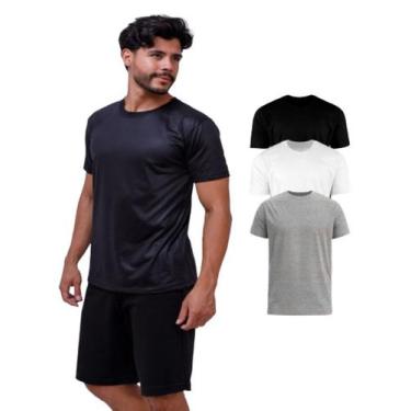 Imagem de Kit Com 3 Camisetas Básicas Lisas 100% Poliéster Masculina Colors - Rc