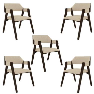 Imagem de Kit 5 Cadeiras Sala de Jantar e Jogos Carteados Madeira Maciça Poker L