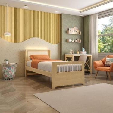Imagem de Cama Solteiro Wave Juvenil Montessoriana Reversivel em Rattan com LED 