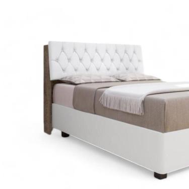 Imagem de Cabeceira Estofada ísis Queen Chocolate Com Capitonê Branco