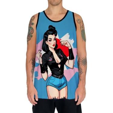 Imagem de Camiseta Regata Tshirt Pin Up Mu.lher Morena Pop Art Moda 8 - Enjoy Sh
