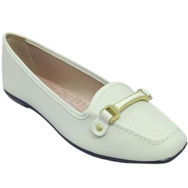 Imagem de Sapatilha Moleca Feminina Casual com Enfeite Dourado, Branco off, Femi
