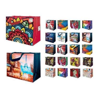 Imagem de Sacola De Ráfia 35x40x18cm Estampas Sortidas (50 Unidades) - B4U