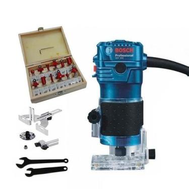 Imagem de Tupia Bosch 550W Gkf 550 220V + Jogo Fresas Madeira Haste