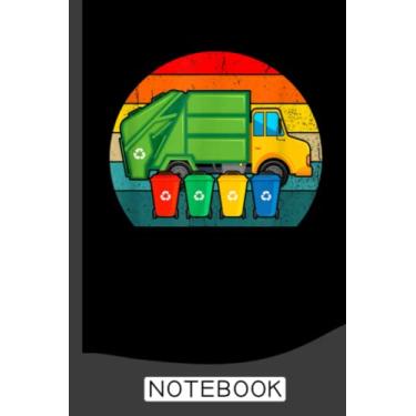 Imagem de Vintage Retro Recycling trash truck Notebook: Garbage Truck Design Kids Men Women Dump Trash Trucks 120 Pages - 60 sheets - 6x9 inches