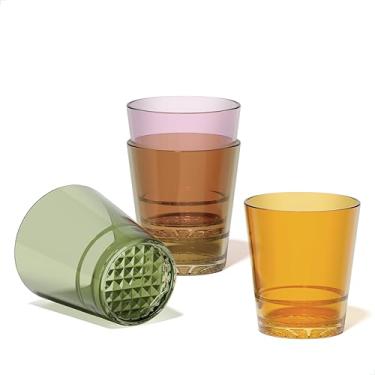 Imagem de TOSSWARE RESERVE 340 g Empilhamento Duplo Antiquado - Série de Cores Base Diamante Conjunto de 4, Qualidade Premium, Tritan Lavável na Máquina de Lavar Louça e Resistente ao Calor Inquebráveis Copos