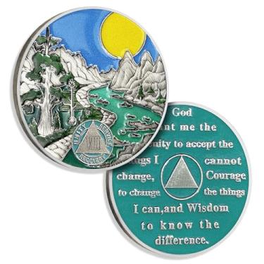 Imagem de Moeda de sobriedade de 8 anos Moeda AA de oito anos Alcoólicos Anônimos Medalhão de Sol Chip de Sol Fichas AA e Medalhão Presentes de Sobriedade para Homens Mulheres Presente de Recuperação Token