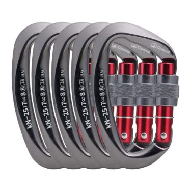 Imagem de CAMNAL Mosquetão Heavy Duty Com Trava Certificada Pela Uiaa, 25 Kn (Aproximadamente 5620 Libras), De Parafuso Em Formato D, Para Escalada, Montanhismo E Trabalho Aéreo (cinzento)