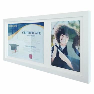 Imagem de Quadro Painel para Fotos de Formatura Certificado e Diploma com Vidro Cor:BRANCO E BRANCO;Tamanho:53,5X27CM