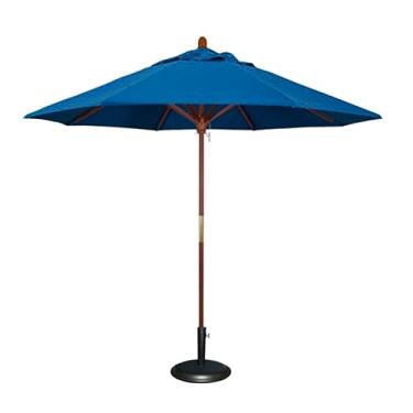 Imagem de Guarda-chuva de jardim Guarda-chuva de madeira sólida para pátio,7 pés e 9 pés,emenda telescópica,compacta,redonda,coluna média,para áreas externas,praia, cabine de café Base preenchível